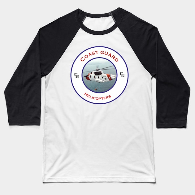 US Coastguard search and rescue Helicopter, Baseball T-Shirt by AJ techDesigns